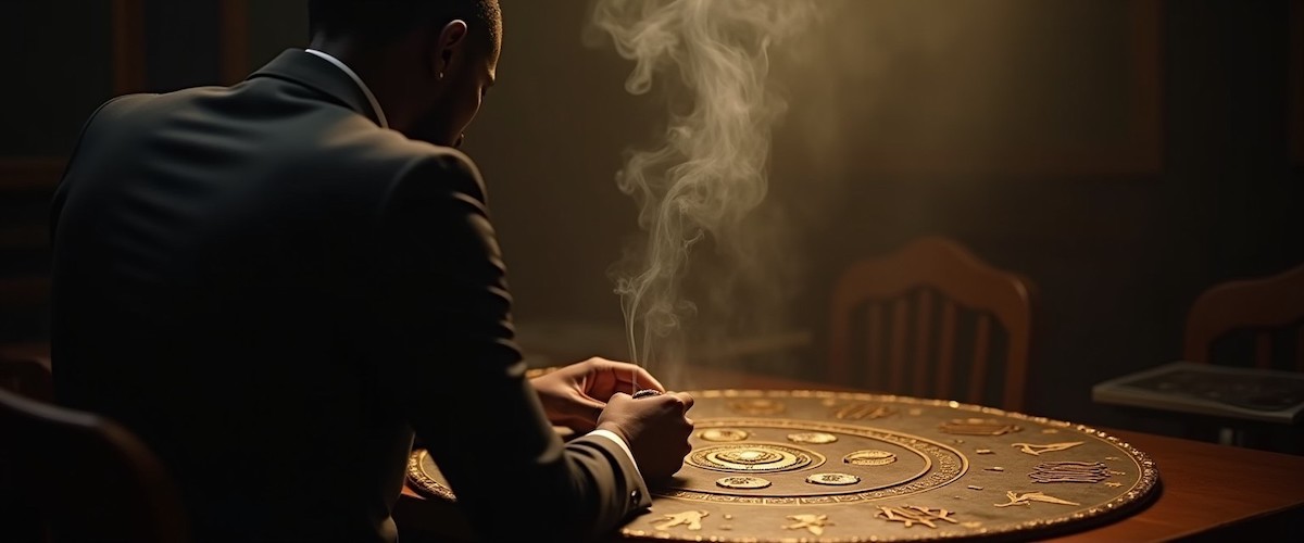 un marabout africain prépare un talisman pour un désenvoutement